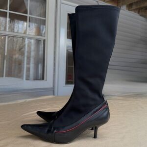 Vintage Lavorazione Artigiana Pointed Toe Knee High Kitten Heel Sock Boots